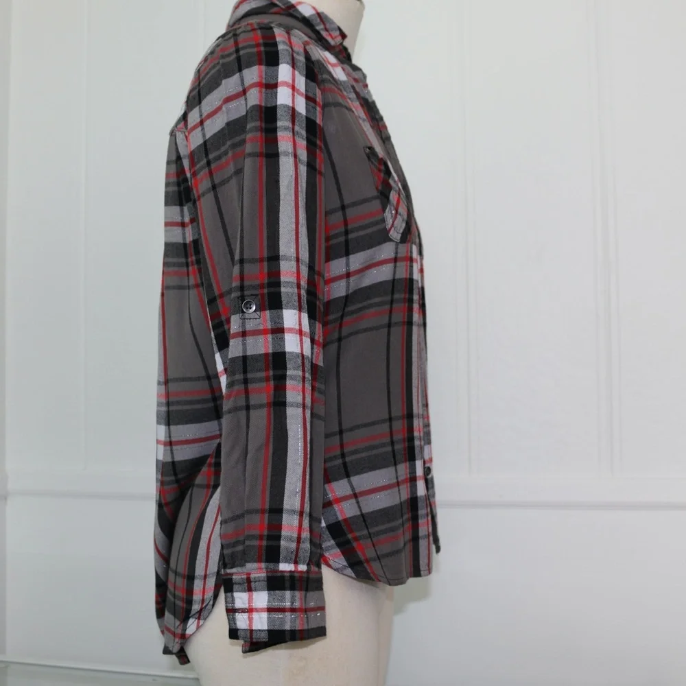 Rock & Republic  flannel shirt Small long sleeve plaid - Picture 2 of 7